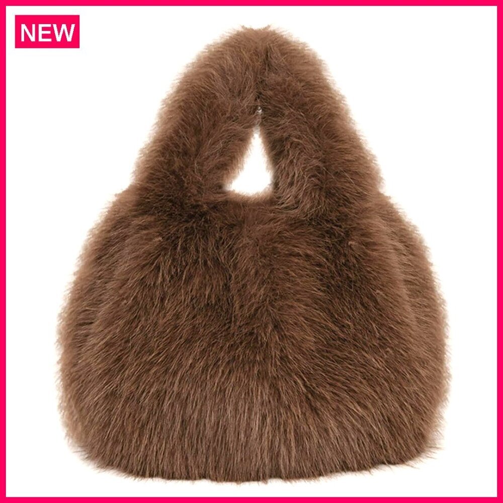 Faux Fur Fluffy Bucket Bag Tote Purse Women's Winter Handbag Fashionable